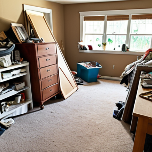 Home 11 **Image:** A cluttered house interior during a site inspection, emphasizing the challenges of appraising a hoarder's property. Focus on the overwhelming amount of belongings and the difficulty of navigating the space, highlighting the need for objectivity.