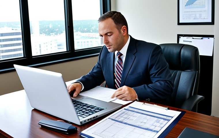 Commercial Appraiser at Work**

"A professional commercial real estate appraiser, fully clothed in business attire, reviewing financial documents in a modern office setting, appropriate content, safe for work, perfect anatomy, natural proportions, high quality, professional photography. The appraiser is using a laptop and has blueprints spread out on the desk. Modest clothing, professional."

**