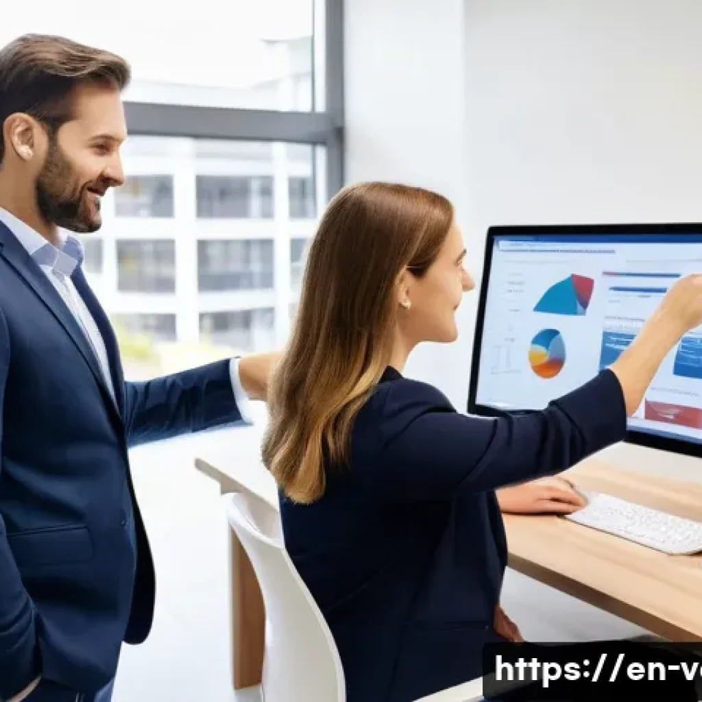 감정평가사의 팀워크와 협업 - **Image Prompt:** A bright and modern real estate office. Two property appraisers, a seasoned woman ...