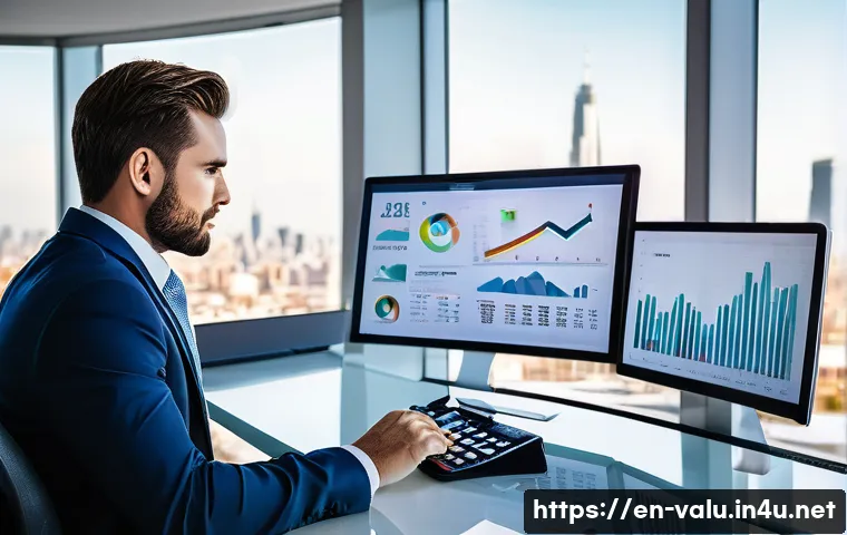 감정평가사 관련 인터뷰 준비 팁 - A professional real estate appraiser in a modern office setting, reviewing detailed property valuati...