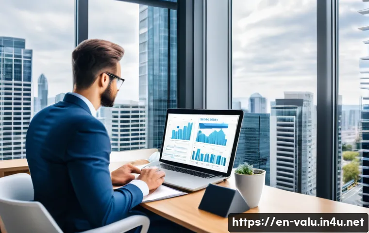 감정평가사의 산업별 수요 분석 - A modern urban commercial real estate appraisal scene showing a diverse team of professional apprais...